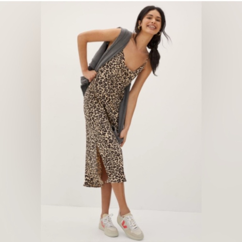 Anthropologie Elyse Slip Dress in Leopard Print - Size S